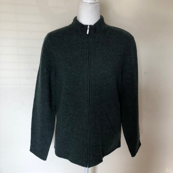 Talbots Wool Zip Front Jacket Coat Green Medium Womens Career Classic - Picture 14 of 16